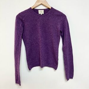 Qi Cashmere Sweater Royal Purple Crew Neck 100% Cashmere Petite Small $298